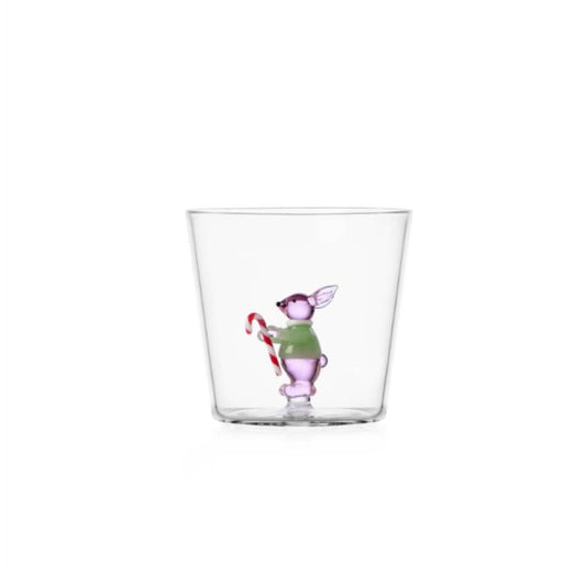 ICHENDORF Milano  Bicchiere Tumbler Coniglio Rosa con Bastoncino di Zucchero