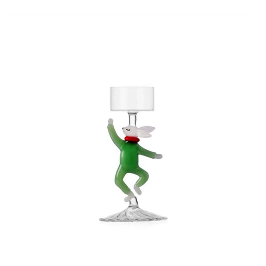 ICHENDORF Milano – Porta Candela Tealight Coniglio Bianco in Vestito Verde
