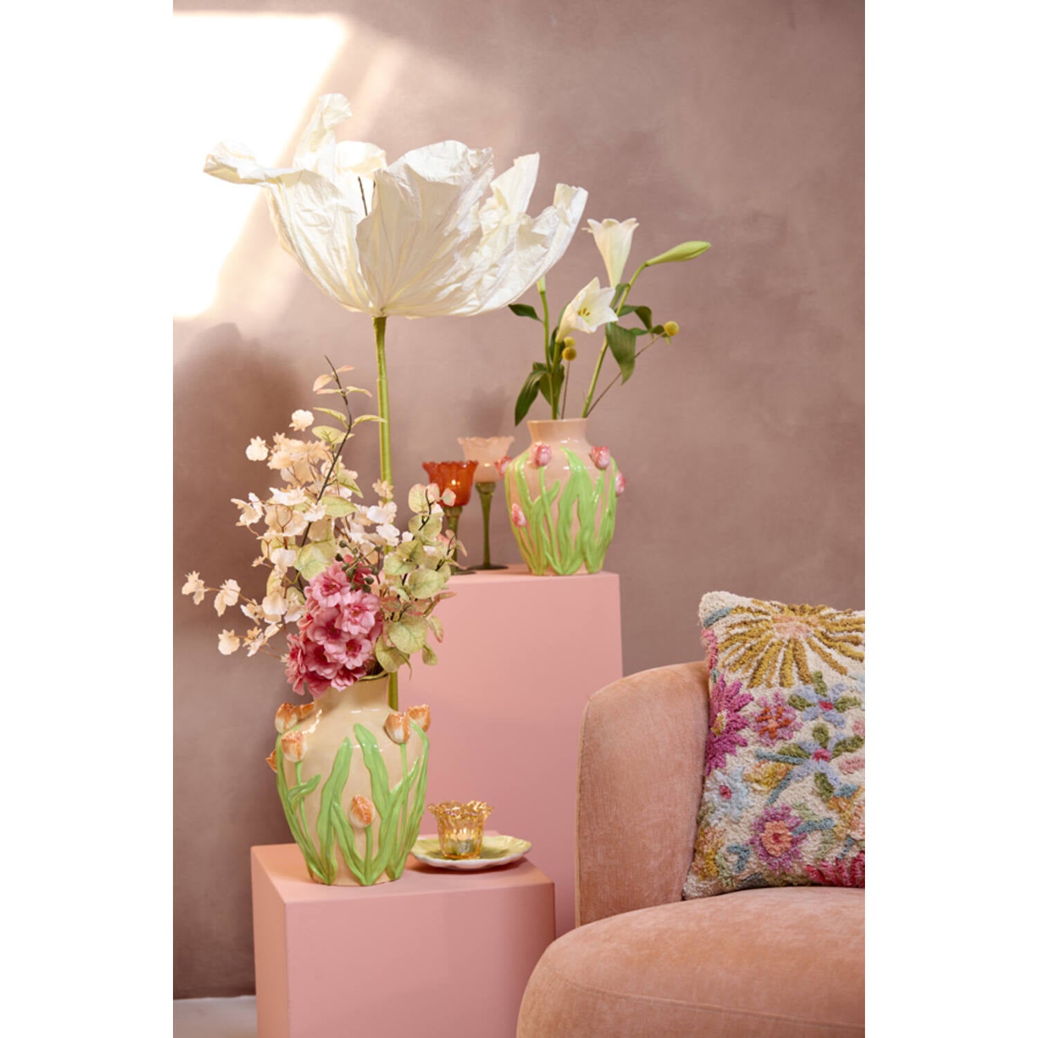 Vaso decorativo TULIP  – Ceramica Arancio-Verde