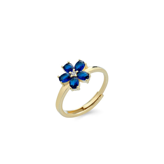 Laura P. Jewels - Anello fiore zirconi blu