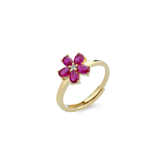 Laura P. Jewels - Anello fiore zirconi magenta