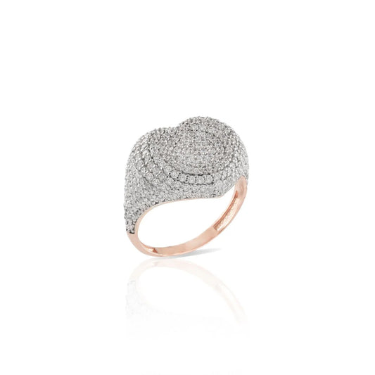 SOGNI - Anello cuore oro rosa zirconi bianchi
