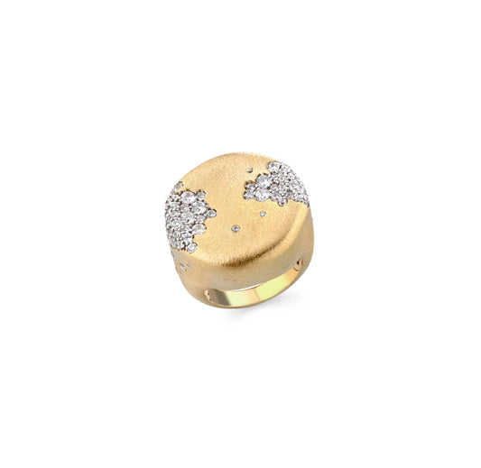 SOGNI - Anello satinato oro giallo zirconi bianchi
