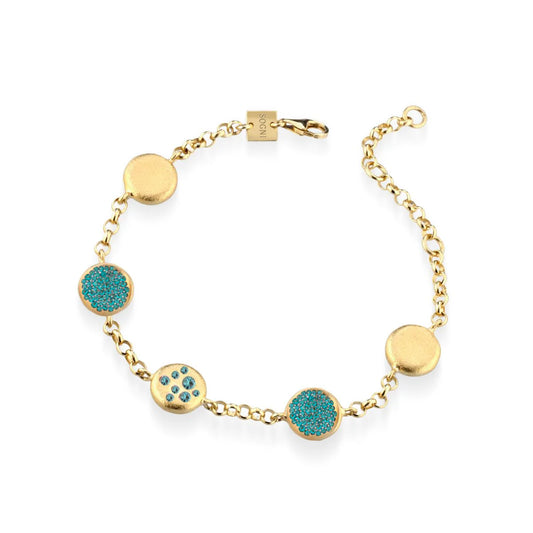 SOGNI - Bracciale morbido satinato oro giallo zirconi paraiba