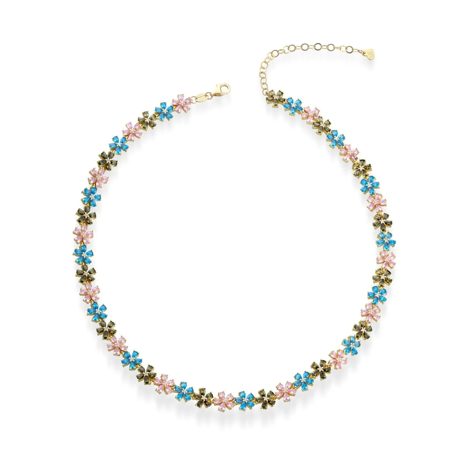 Laura P. Jewels - Girocollo fiori zirconi multicolor