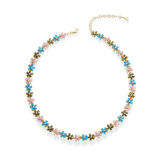 Laura P. Jewels - Girocollo fiori zirconi multicolor