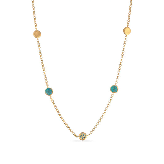 SOGNI - Collana satinata oro giallo zirconi paraiba