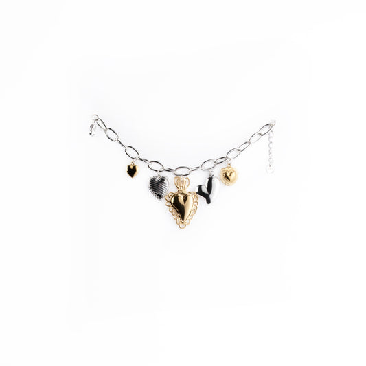 Bracciale Cuori Linea Fast Glam in Acciaio Inox Anallergico Bicolore
