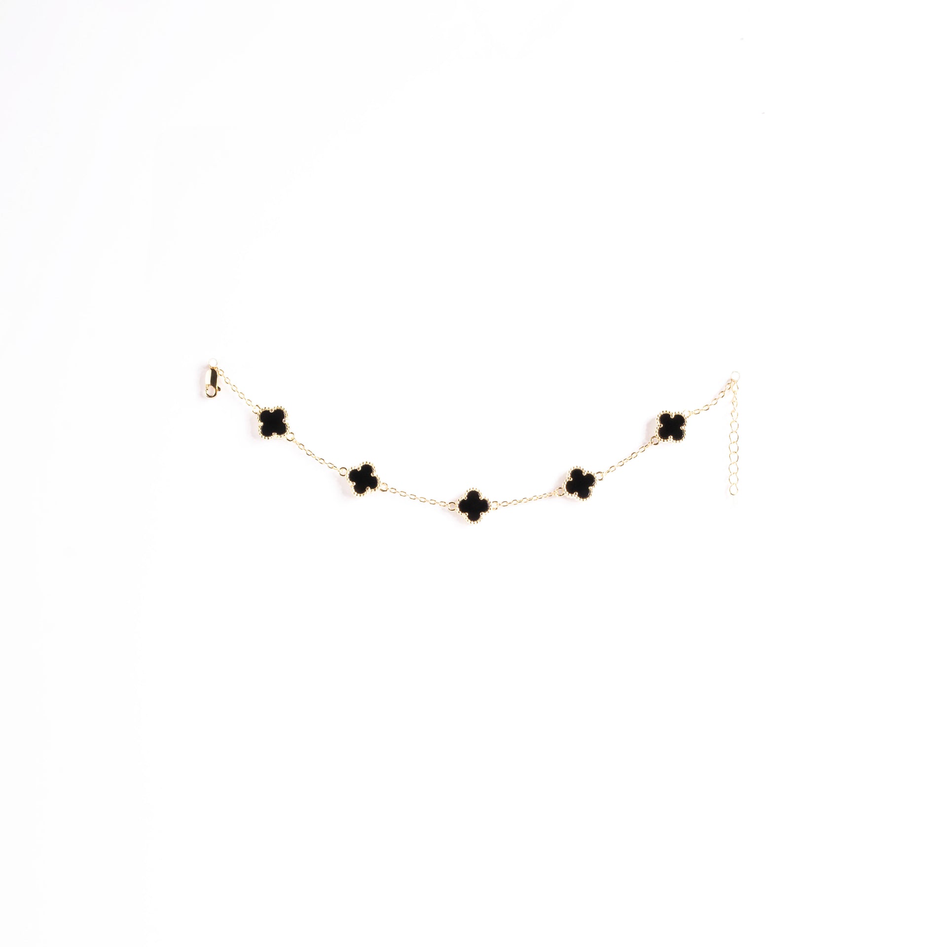 Bracciale Argento 925 Placcato Oro 18kt con Fiori Neri
