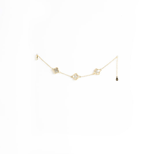 Bracciale Argento 925 Placcato Oro 18kt con Fiori Effetto Madreperla