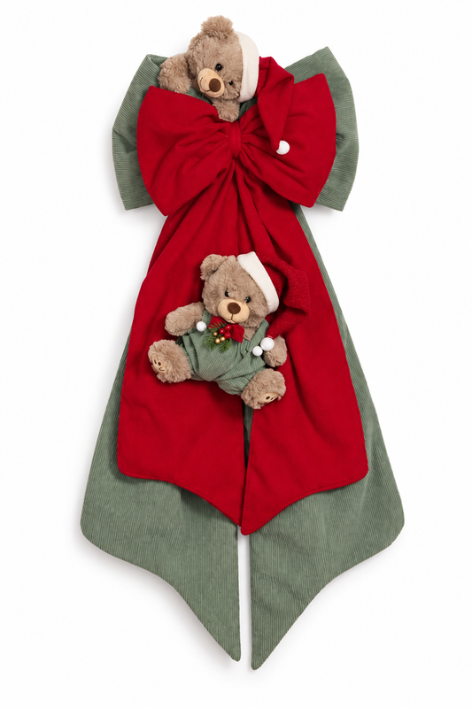 Cherry and Peach – Doppio Fiocco Fuoriporta Big H.103cm con Orsetti Natalizi