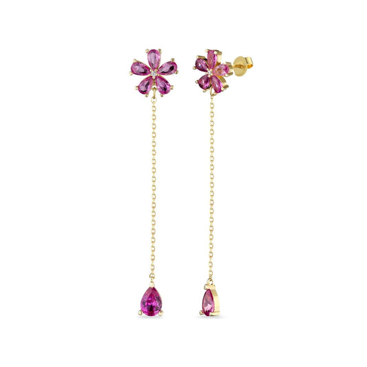 Laura P. Jewels - Orecchini fiore lungo gocce fucsia