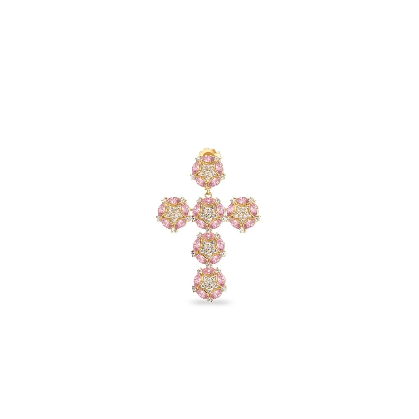 Laura P. Jewels - Orecchino croce marquise rosa