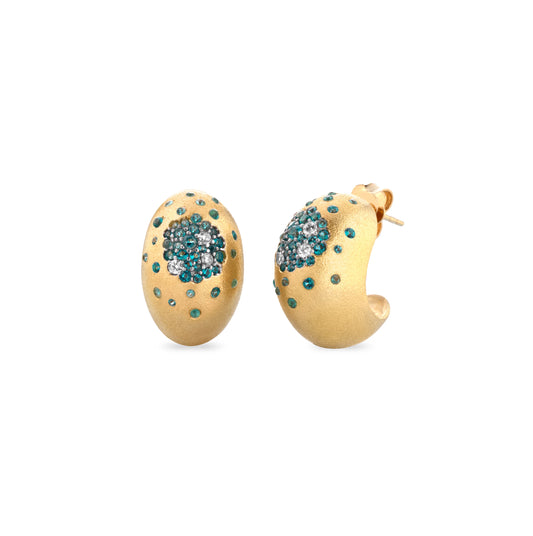SOGNI - Orecchini satinati oro giallo zirconi paraiba