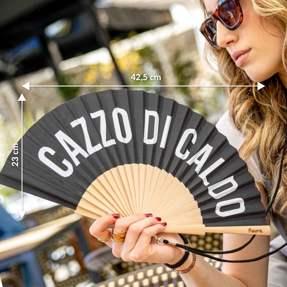 Ventaglio nero "Cazzo di caldo"