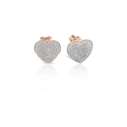 SOGNI - Orecchini cuore oro rosa zirconi bianchi